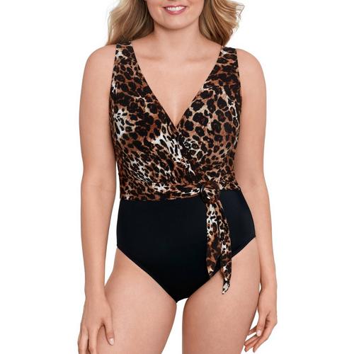 Great Lengths Womens Animal Print One Piece Swimsuit