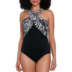 Great Lengths Womens High Neck Print One Piece