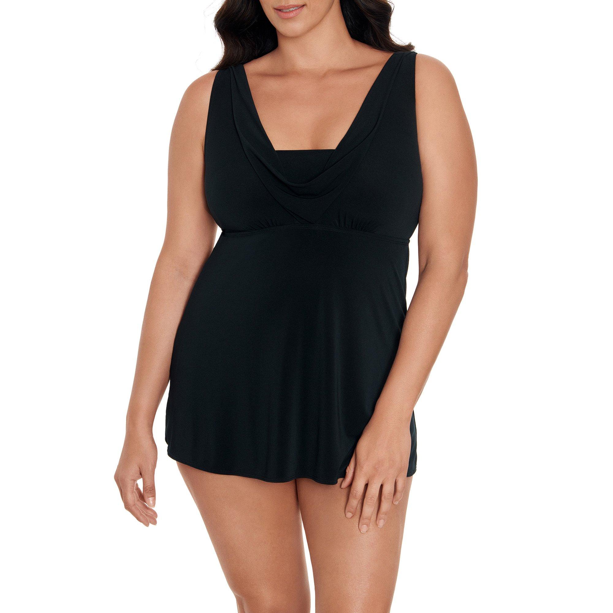 Robby Len Womens Solid Cowl Neck One Piece