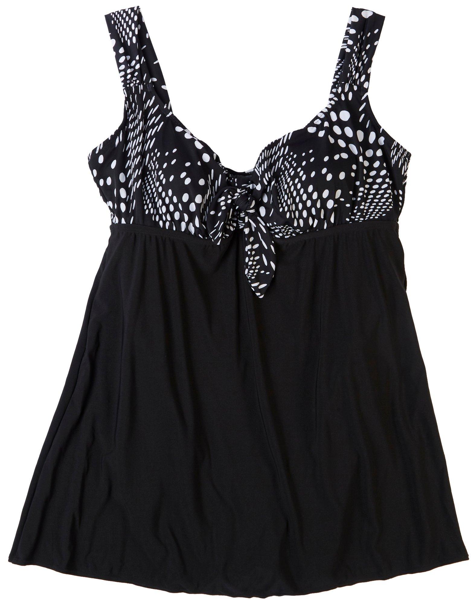 Robby Len Womens Dot Tie Front Swimdress