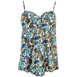 A Shore Fit Womens Frolic Floral Waterfall Tankini Top