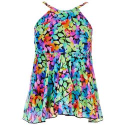 A Shore Fit Womens High Neck Floral Mesh