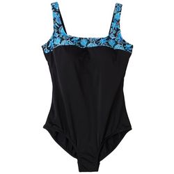 A Shore Fit Womens Square Neck One Piece Swimsuit
