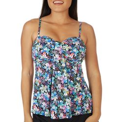 A Shore Fit Womens Flower Power Waterfall Tankini Top