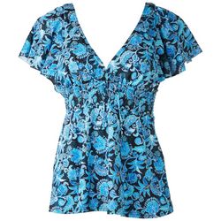 A Shore Fit Womens Smocked V-Neck Tankini Top