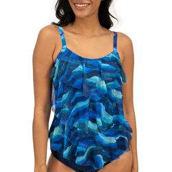 Del Raya Swimwear Womens Exotic Wave 3-Tier Tankini Top