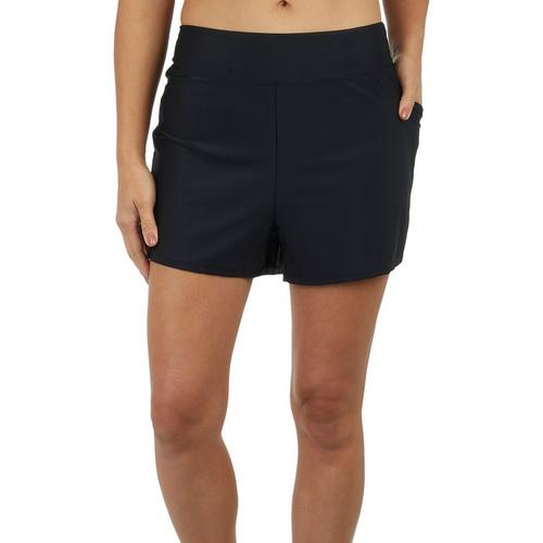 Del Raya Swimwear Womens Solid Pocket Swim Shorts