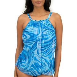 Del Raya Swimwear Womens Aqua Swirl High Neck Tankini Top
