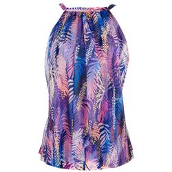 Del Raya Swimwear Womens Gilded Palm High Neck Tankini Top