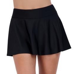 Womens Solid Hidden Pocket Flounce Swim Skirt