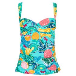 Womens Tropical Fruit Front Twist Tankini Top