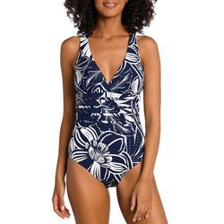 Womens At The Playa Multi Strap V Neck One Piece Swimsuit