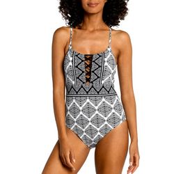Womens Oasis Tile Strappy Back One Piece Swimsuit