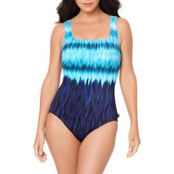 Womens Scoop Neck Graphic One Piece Swimsuit