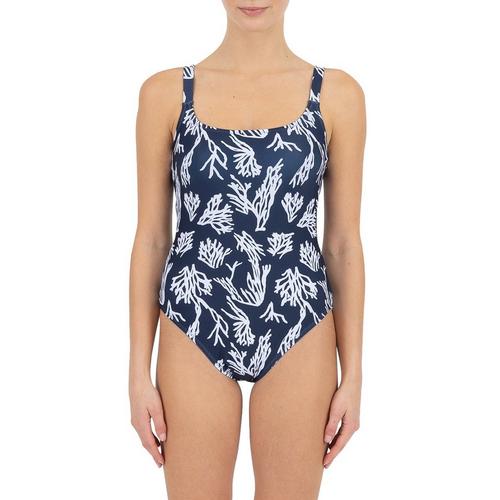Kensie Womens Print Square Neck One Piece Swimsuit