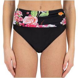 Kensie Womens Floral Front Wrap High Rise Swim Bottom