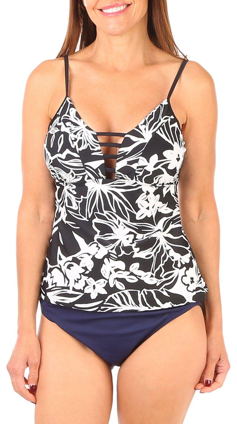 Kensie Womens Floral Swim Tankini