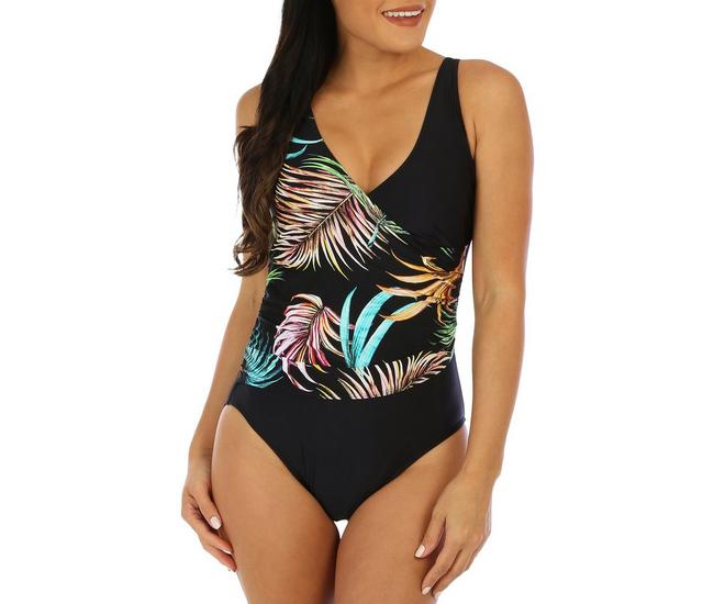 Shapesolver Cross Over Sarong One Piece Swimsuit Tropicali
