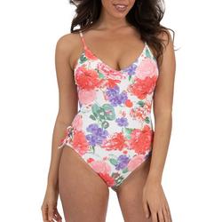 Womens Garden Print Side Lace One Piece