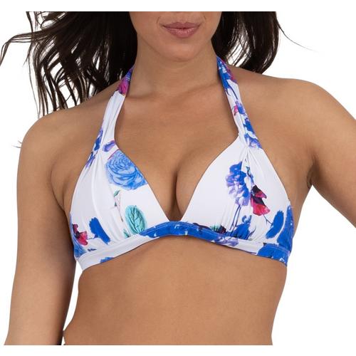 Rachel Roy Womens Floral Halter Bikini Top