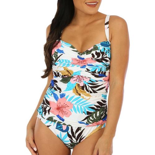 Coco Reef Womens Tropical Shirred One Piece Swimsuit
