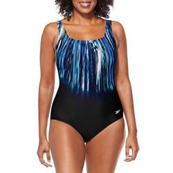 Womens Feather Square Neck One Piece Swimsuit