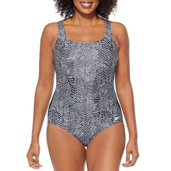Womens Graphic Square Neck One Piece Swimsuit