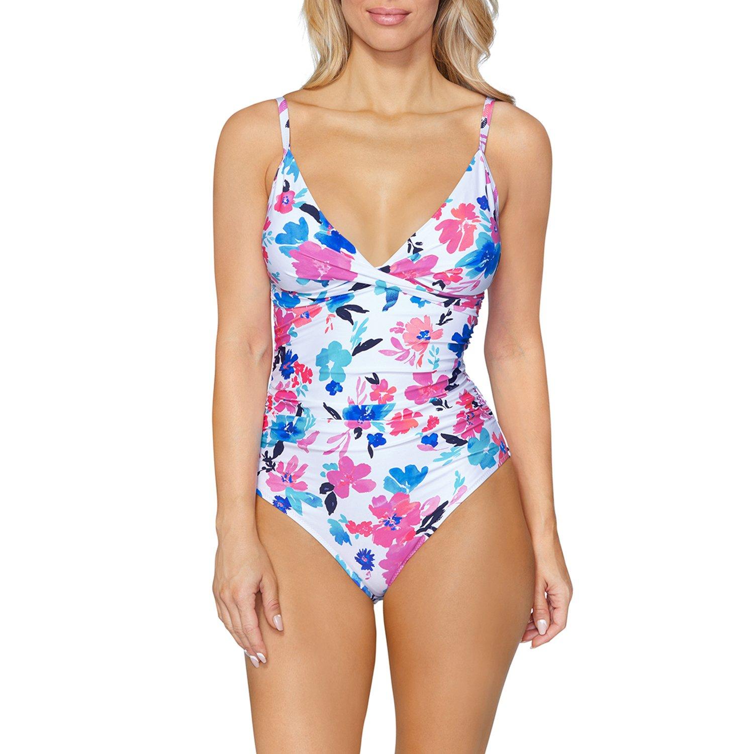 Leilani one piece Swimsuit Sz 6 women's floral Turquoise Brown