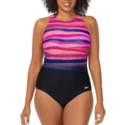 Womens High Neck Graphic One Piece Swimsuit
