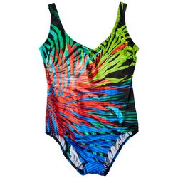 Robby Len Womens Floral Burst One Piece Swimsuit