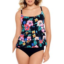 Robby Len Womens Triple Tier Tropical MIO One Piece Swimsuit
