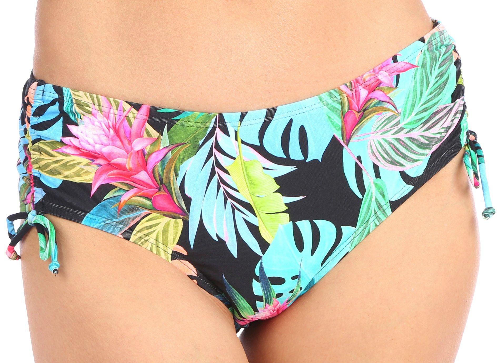N By Next Womens Palm Mid Rise Side Ruched Swim Bottom