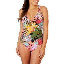 Womens Tropical Jungle O-Ring One Piece Swimsuit
