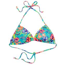 Juniors Tropical Print Triangle Bikini Bra Top