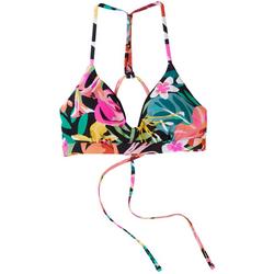 Juniors Floral Pop Adjustable Swim Top