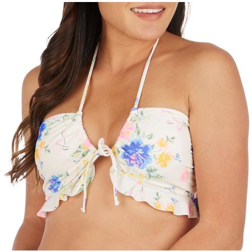 California Sunshine Juniors Floral Halter Bikini Top
