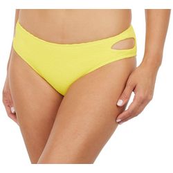 Juniors Solid Cut Out High Wasited Bikini Bottoms
