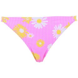 Juniors Plaid Floral Strappy Bikini Bottom