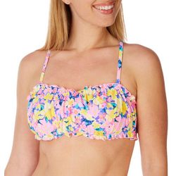 Juniors Floral Ruffle Bandeau Bikini Top