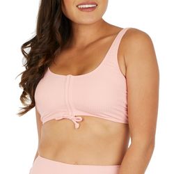 Wallflower Juniors Solid Ribbed Ruched Front Bikini Top
