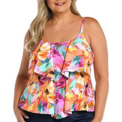 Plus Sunset Bouquet Two Tiered Tankini Top