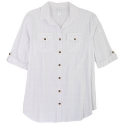 Wearabouts Plus Solid Button Down Shirt Cover-Up
