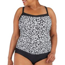 Christina Plus Print To Solid One Piece Swimsuit