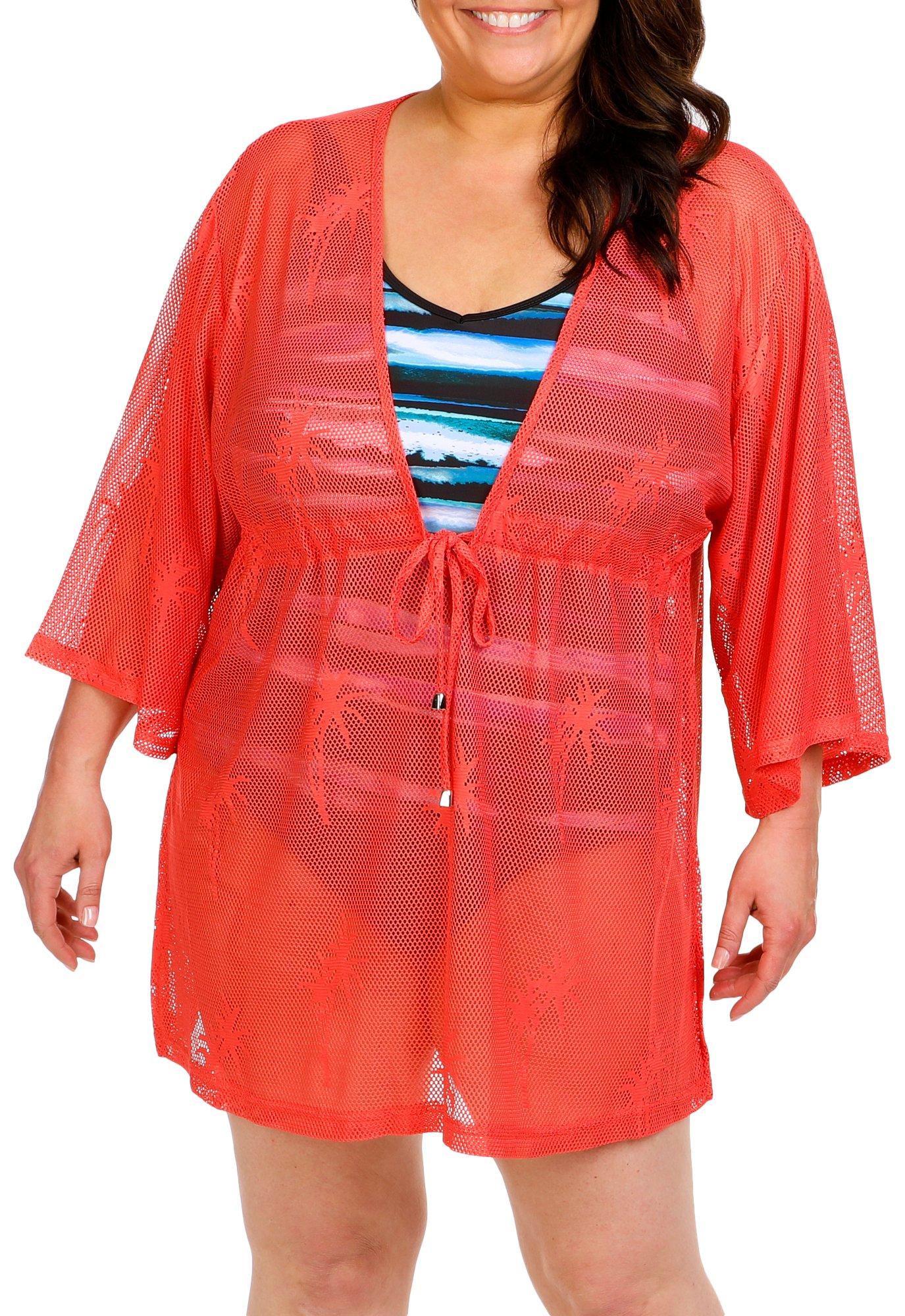 Plus Solid Short Sleeve Coverup