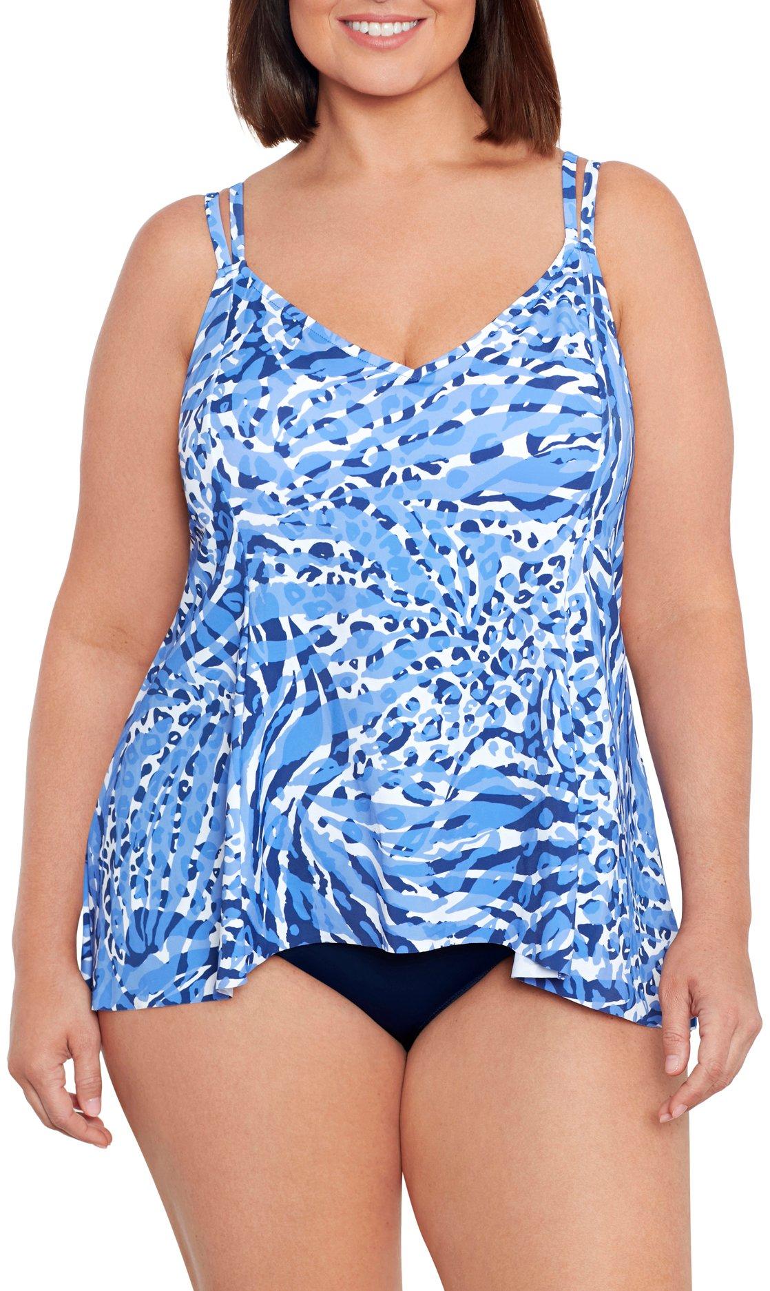 Plus Animal Print Princess Seam Fauxkini One Piece