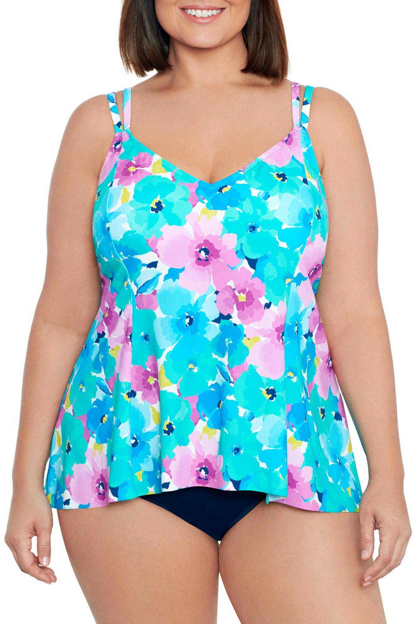 Plus Hidden Garden Princess Seam Fauxkini One Piece