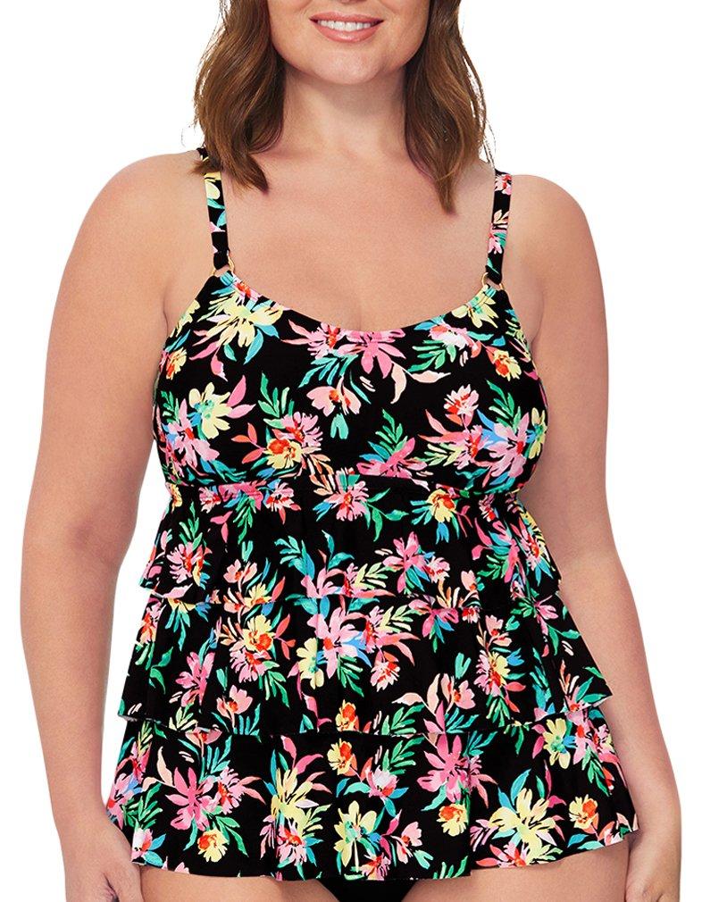 Plus Floral Underwire Three Tier Bandini