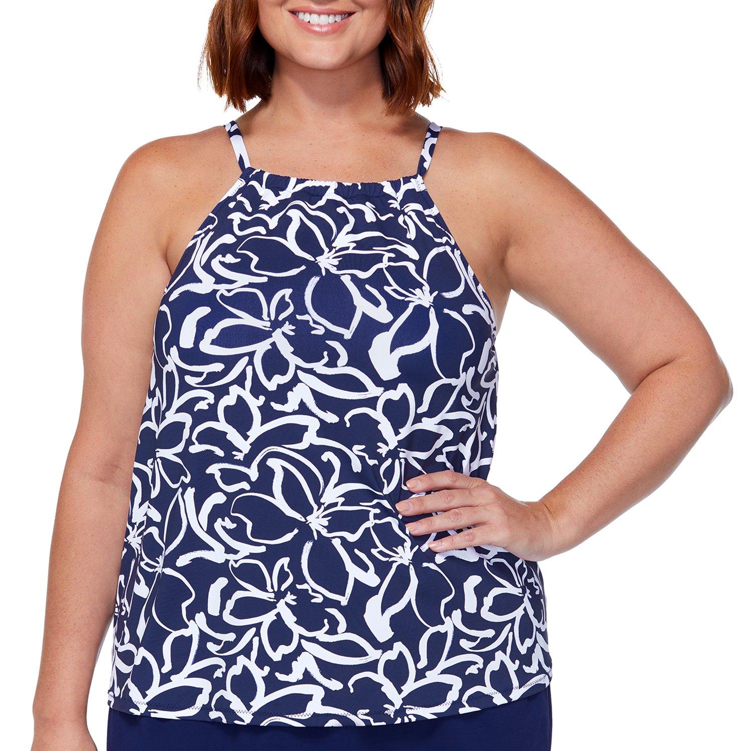 Plus Print Underwire Tankini Top