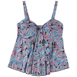 A Shore Fit Plus Groovy Waterfall Tankini Top