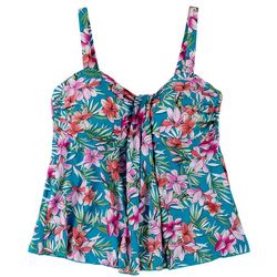 A Shore Fit Plus Floral Waterfall Tankini Top